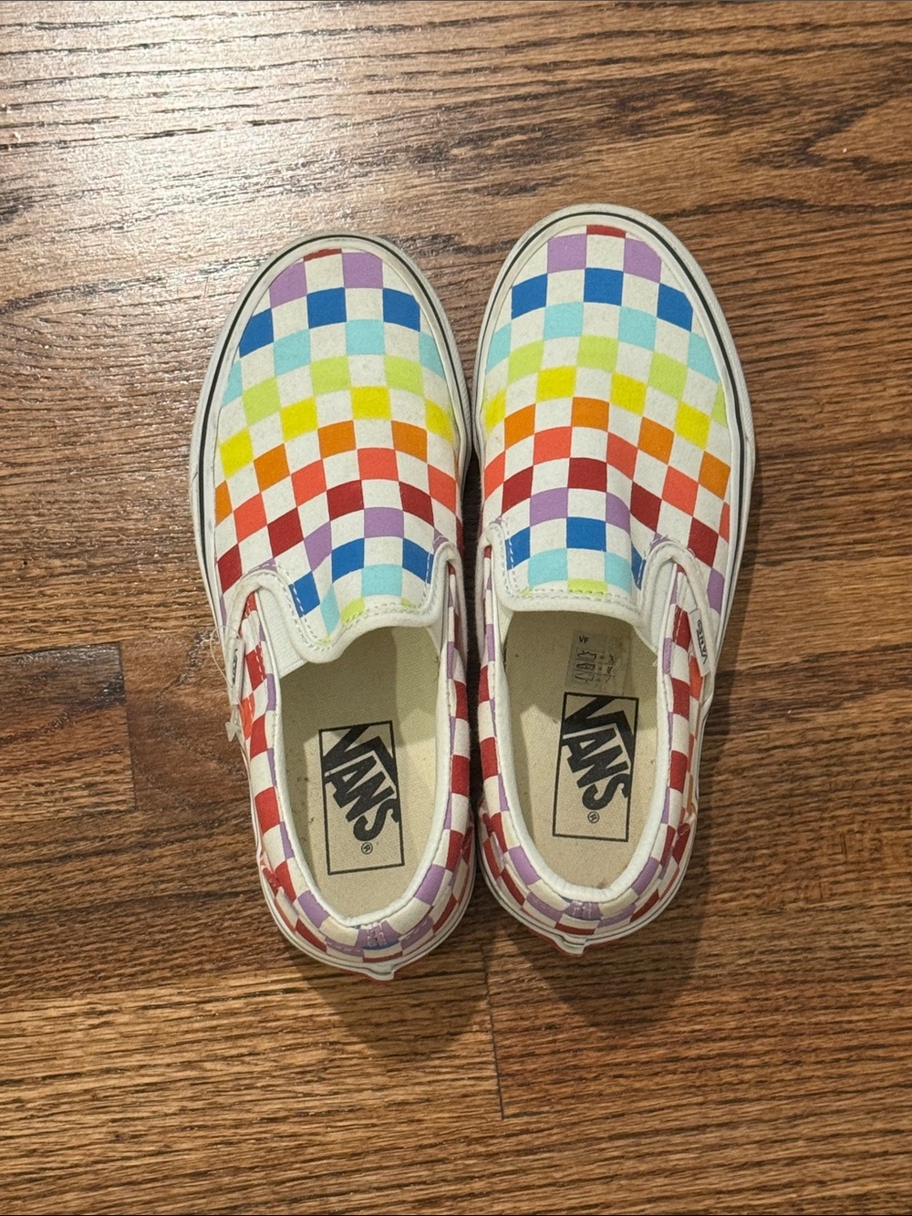 Vans Kids' Rainbow Checkerboard Slip-On Shoes - Multicolor